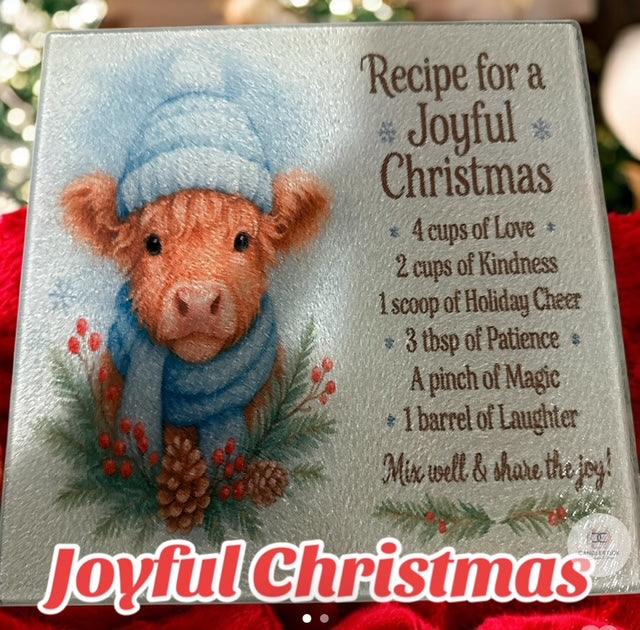 Cutting Board (8" x 8"): Joyful Christmas